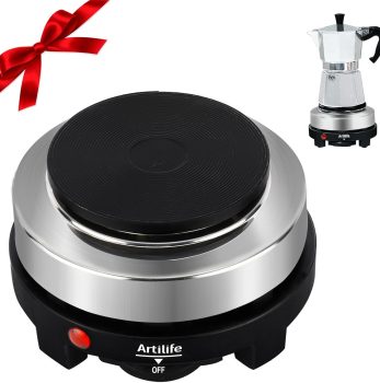 Artilife 500W Small Hot Plate Mini Hot Plate,Artilife 500w Small Electric Hot Plate,Mini Stove Portable Stove Kitchen Cooktop Electric Heater,Perfect Size for Moka Pot 110V